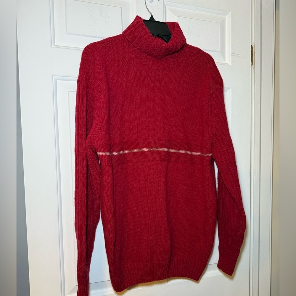 Massimo Dutti Sport Men’s Red Ribbed Wool Turtleneck Sweater XXL Soft Warm Comfy